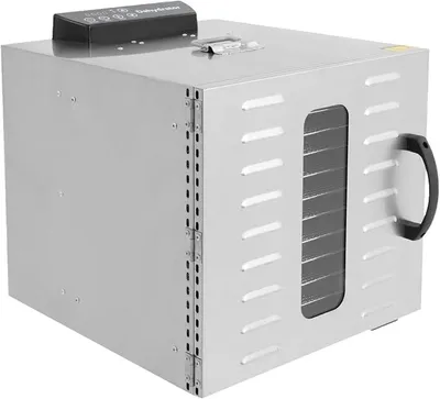 Productafbeelding van RVS dehydrator met 12 RVS roosters, 1000W voedseldehydrator, instelbare temperatuur (30-90°C), 24-uurs timer, fruitdroger