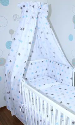 Produktbild von Vollstoff Himmel für Baby Bett Vollstoffhimmel Betthimmel - 14. Star Blau