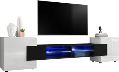 Produktbild von Komodee | TV-Schrank mit 2 Türen Merano | Korpus Weiß Frontfarbe Weiß und Schwarz