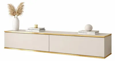 Produktbild von MOBAE AURA 135 TV Lowboard 135 cm Beige Fernsehschrank modern TV Möbel Wohnzimmer mit Stauraum minimalistisches Design