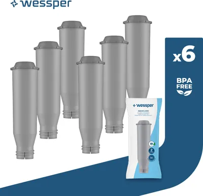 Produktbild von Wessper AquaClaro Wasserfilter kompatibel mit Krups, passt viele Modelle von Krups, Siemens, Bosch, AEG, Tefal, Neff, Gaggenau (6er Pack)