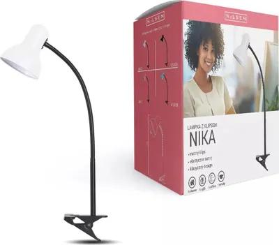 Obrázok produktu pre Stolná lampa Nika E27 s klipom, biela