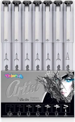 Obrázek produktu pro Artist Sada lineru - Fineliner 7 hrotů (0,05, 0,1, 0,3, 0,5, 0,7, 1,0, brush)