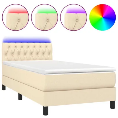 Produktbild von vidaXL Boxspringbett mit Matratze & LED Creme 90x200 cm Stoff