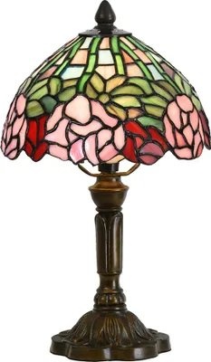 Immagine prodotto di Lampada da tavolo Tiffany Clayre & Eef Ø 21x39 cm Fiori di vetro rosa verde