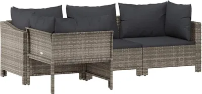 Obrázok produktu pre vidaXL 4-dielna záhradná obývacia súprava s vankúšmi Grey Poly Rattan