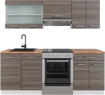 Produktbild von Küchenzeile Vicco R-Line Edelgrau/Weiß 200 cm , AP Eiche, Model 42248