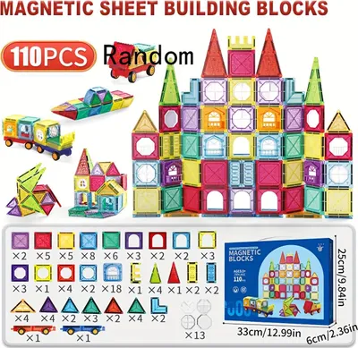 Image de 110 pièces Briques magnétiques - Cubes magnétiques colorés en ABS