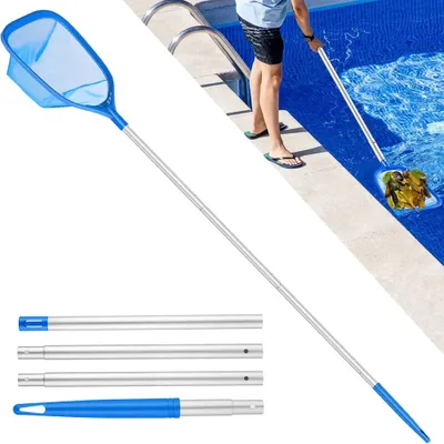 Produktbild von Skimmernetz - Poolkescher mit Teleskopstange - 160 cm - Keschernetz - 5-teiliger Stab - Für Schwimmbäder, Whirlpools, Spas, Teiche, Whirlpools