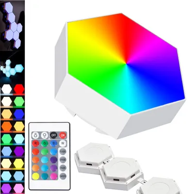 Produktbild von Gaming Led Deko Wandleuchte, RGB Hexagon Waben Wand Licht, Sechseck Led Panel Beleuchtung Innen Party Bar Gaming Zimmer Deko Led Wanddeko, 1er Pack