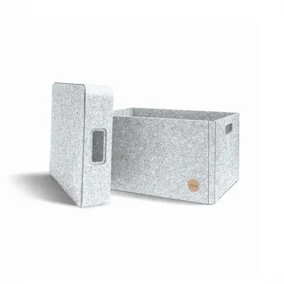 Produktbild von Aufbewahrungsbox CLASSIC Filz 32 x 24 x 17 cm mit Deckel in hellgrau meliert