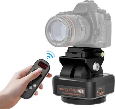 Obrázok produktu pre ZIFON YT1500pro Diaľkovo ovládaná otočná a naklápacia hlava, motorizovaná panoramatická hlava, panoramatická hlava statívu otočná o 360°, dosah ovládania 40 m, nosnosť 2,2 kg, s držiakom na telefón pre fotoaparát v telefóne, video, živé vysielanie, vlog