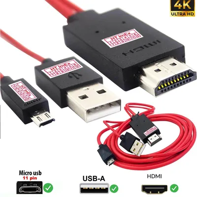 Produktbild von MHL Micro 11-pin USB zu HDMI 1080P HD TV Kabel Rot für Samsung Android Handy