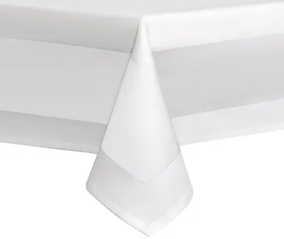 Produktbild von DecoHomeTextil Tischdecke 100% Baumwolle Damast Gastro Edition Weiß Feinste Vollzwirn Qualität Eckig 90x90 cm