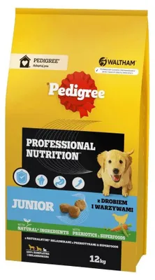 Image de Pedigree Professional Nutrition Junior à la volaille et aux légumes 12 kg de croquettes pour chiots et jeunes chiens