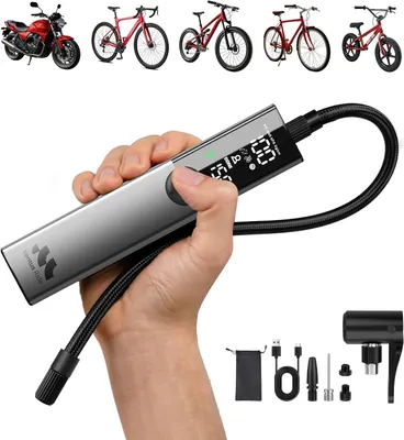 Productafbeelding van Elektrische fietspomp - 150 psi / 10,3 bar - Aluminium - Presta, Schrader en Dunlop