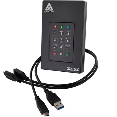 Obrázok produktu pre Apricorn Aegis Fortress L3, 2 TB, USB Type-A až USB Type-C, 3.2 Gen 1 (3.1 Gen 1), Ochrana heslom, Čierna