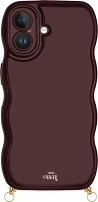 Produktbild von Glossy Wavy Cord Hülle Burgundy  - Kompatibel mit iPhone 16