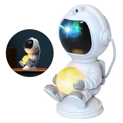 Produktbild von Projektor, mit Timer und Fernbedienung, Nachtlicht mit Mondlampe, LED-Nebellampe für Kinder und Erwachsene, Raumdekor-Geschenk, weiß