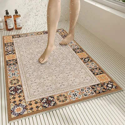 Obrázok produktu pre Protisklzová podložka do kúpeľne, 75x100 cm, PVC, s odtokovým otvorom, mäkká a pohodlná