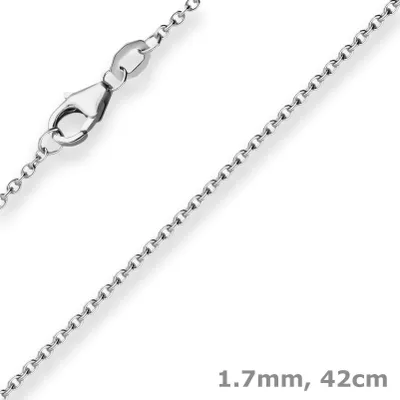 Produktbild von 1,7mm Ankerkette flach Collier Halskette aus 375 Gold Weißgold 42cm