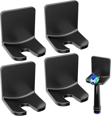 Produktbild von Famanu elektrische Zahnbürstenhalterung für Badezimmer, Set von 4, wandmontiert, schwarz