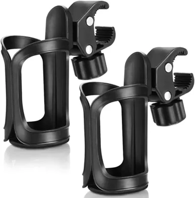 Produktbild von Fahrrad Flaschenhalter, 2 Pack 360 Grad Rotation Getränk Wasser Becherhalter Schnellverschluss Universal Kinderwagen Cup Holder für Kinderwagen und Rollstuhl