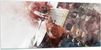Produktbild von Bilder auf glas - Gitarre Musik - 120x50cm - Glasbilder - Wandbilder - Kunstdruck - zum Aufhängen bereit - Wanddekoration aus Glas - Glas Bilder - Wandbild auf Glas - Einteilig - GAB120x50-4000