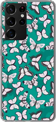 Produktbild von MuchoWow® Handyhülle Schutzhülle Hülle für Telefoonhoesje Samsung Galaxy S21 Ultra Mädchen - Schmetterling - Tiere - Muster - Mädchen - Kinder - Kinder Silikon Softcase Handy Hülle - Mobiltelefon