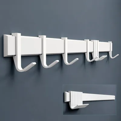 Produktbild von doporro Garderobenhaken Aluminium, 8 Verschiebbare Wandhaken, selbstklebend & stabil, Kleiderhaken Wand für Jacken und Handtücher Matt Weiß Stalo-12