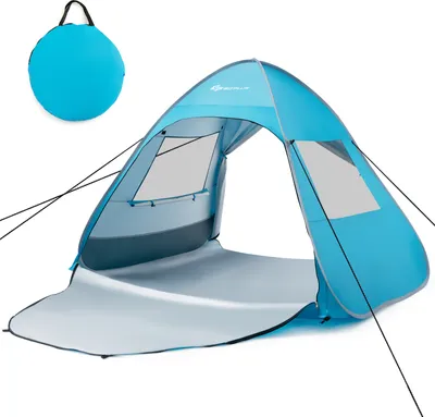Produktbild von COSTWAY Pop Up Beach Shell 2-4 osoby Beach Tent Sun Protection Throw Tent with Carrying Bag & 2 Mesh Windows & 4 Sand Bags for Beach, Garden, Camping