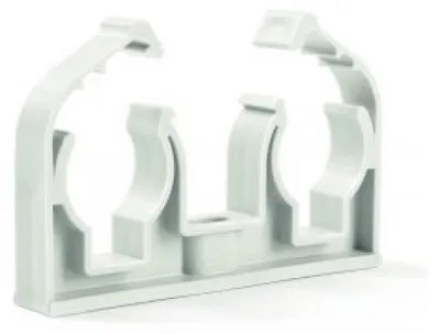 Produktbild von Weißer Rohrclip aus PP/PA-Material für Kupferrohre, 15 mm Durchmesser