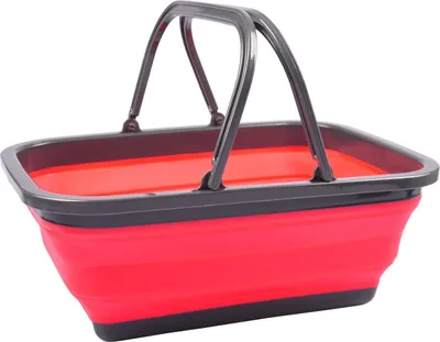 Image de Panier de transport pliable Panier d'achat Panier de pique-nique Panier de transport Panier de rangement, Couleur:rouge