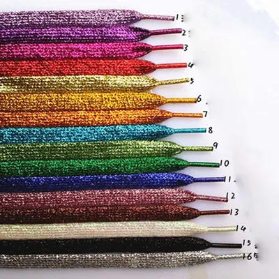 Produktbild von 16paar Bunt Metallisch Glitzer Flache Schnürsenkel für Sneaker, Sportliche Schuhe,110cm