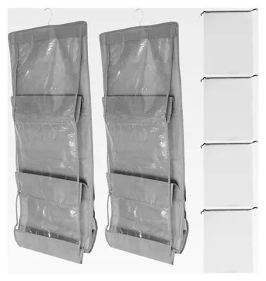 Produktbild von 2 Stück Faltbarer Kleiderschrank Organizer mit 4 Aufbewahrungstaschen zum Hängen, Handtaschen Organizer aus Polyvinylchlorid