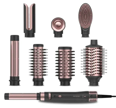 Produktbild von Haarstyler Lockenstab Stylingbürste - 1500 W - 110.000 U/min - Keramikbeschichtung - 8 Aufsätze