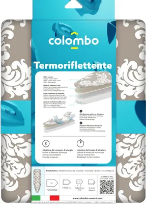 Produktbild von Colombo New Scal Termoriflettenti, Bügelbrettabdeckung, Baumwolle, Beige, Weiß, Muster, Abstraktes Muster, 1400 x 550 mm