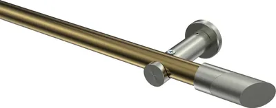 Produktbild von Interdeco Gardinenstange / Vorhangstange Messing Antik / Edelstahl-Optik, Typ Platon Verano (Schräge) ohne Ringe, 20 mm Ø 1-läufig, 600 cm