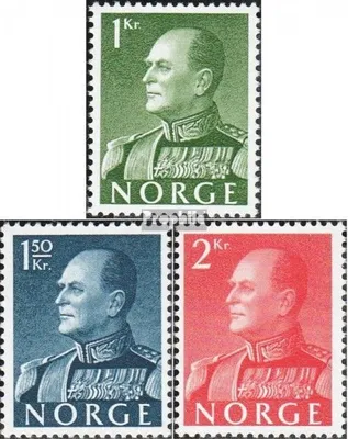 Produktbild von Briefmarken Norwegen 1959 Mi 428y-430y (kompl.Ausg.) postfrisch König Olaf V.