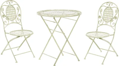 Obrázek produktu pro BELIANI Zahradní bistro sada světle zelené železo skládací vintage kov 2 židle stůl venkovní UV odolnost francouzský romantický retro styl