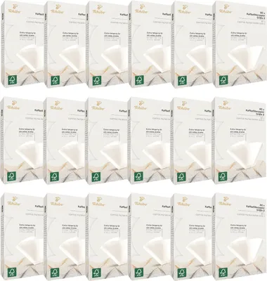 Produktbild von Tchibo Kaffeefilter Größe 2 Großpackung 1440 Stück - spapier Filtertüten 18x80, nachhaltig, aromatisch, kompostierbar, umweltschonend, weiß