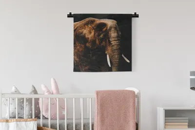Produktbild von MuchoWow® Wandteppich Wandbehang Elefant - Tiere - Braun 60x60 cm Tapisserie Dekoration Wandtuch - Dekorationen - Wand Decke