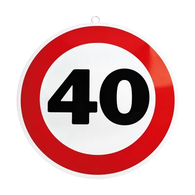 Produktbild von Metallschild mit Verkehrszeichen als Dekoration zum 40. Geburtstag