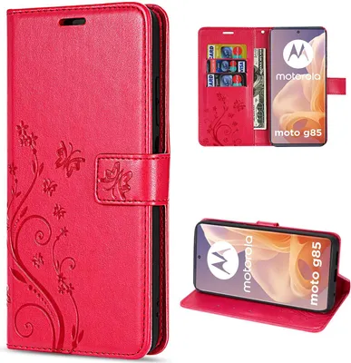 Produktbild von Hülle für Motorola Moto G85 Handyhülle mit [Standfunktion][Kartenfächern] in Rot
