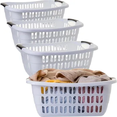 Produktbild von Wäschekorb-Set BASKLINE – 4er Set – 30 L – hellgrau – 55 × 37 × 20 cm