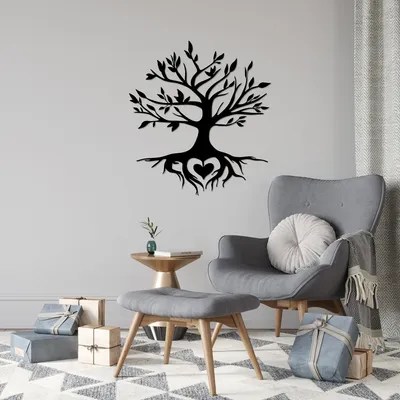 Immagine prodotto di Wallity, Tree- TNL2257, Nero, Altri complementi d'arredo, 67 x 79 cm, 100% metallo (spessore: 1