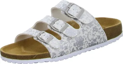 Produktbild von Alyssa Damen-Pantolette mit Tieffußbett Weiß-Silber, Farbe:weiß, EU Größe:37