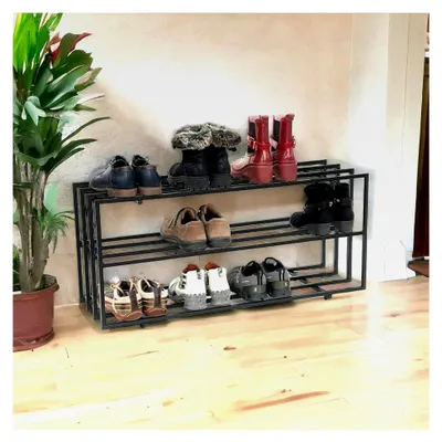 Produktbild von Schuhregal Metall Schwarz 3 Ebenen