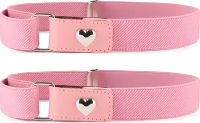 Produktbild von 2x Ladeheid Mädchen Gürtel Elastik-Gürtel 1-6 Jahre 34-65 cm P15G (Rosa/Herz)