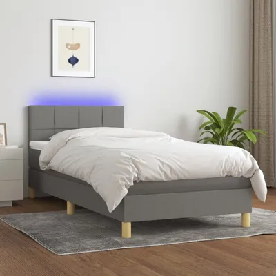 Produktbild von Boxspringbett mit Matratze & LED Dunkelgrau 90x190 cm Stoff
